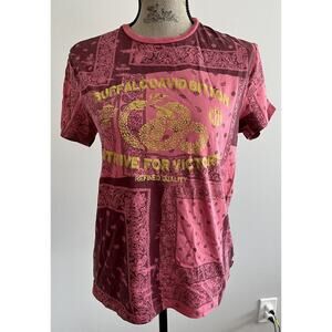 Buffalo David Bitton Jeans Graphic T Shirt Red Sz Small Snake Paisley Bandana